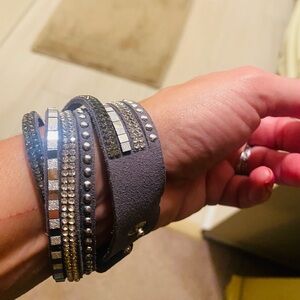 Gray bling wrap bracelet